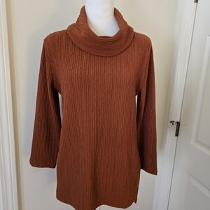 W 5 Brown 3/4 Sleeve Cowl Neck Ribbed Top Sz. (Small)